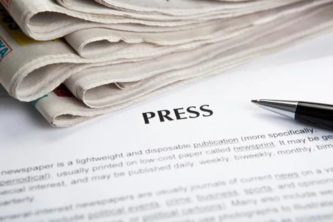 Document with the title of press Stock-Fotos