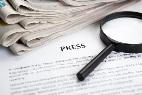 Document with the title of press Foto stock