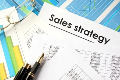 Document with title Sales strategy. Selling process concept. Stock Photos