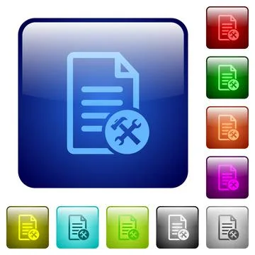 Document tools color square buttons Stock Illustration