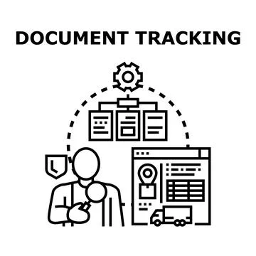 Document tracking system process and delivery logistics Stockillustratie