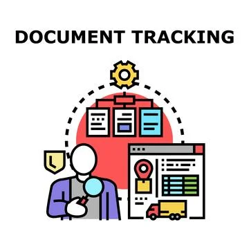 Document tracking system process and delivery logistics Stockillustratie