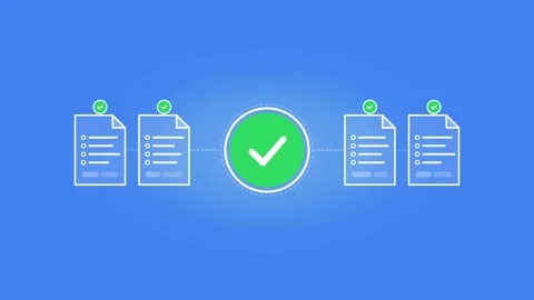 Document Transfer Verification Animation, Data Processing Workflow Video Stock Footage 347088398