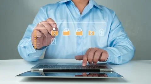 Document Transferring concept, Folder document Management System DMS Open F.. Stock Photos