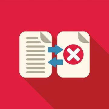Document transferring data with error message on red background Stock Illustration