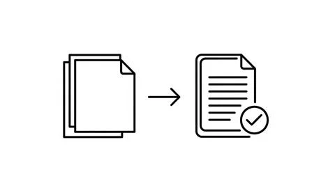 Document transformation process Illustrazione stock