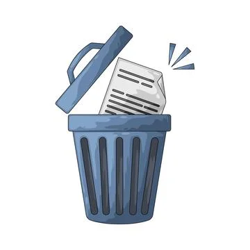 Document with trash bin illustration Stock Illustration