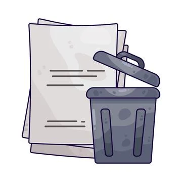 Document with trash bin illustration Ilustração Stock