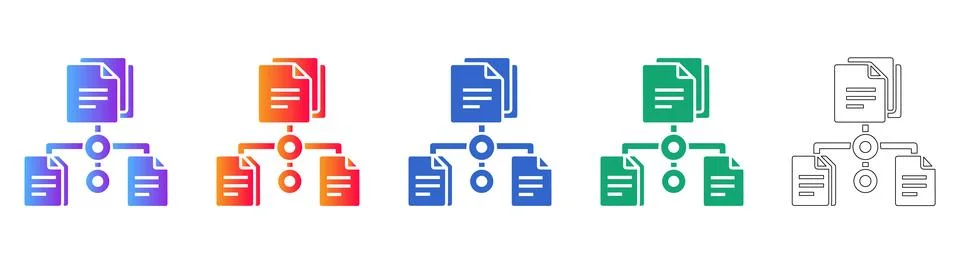 Document Tree Hierarchy Icons for Data Management Stock Illustration