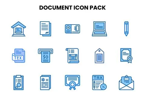 Document Two Colour Collection Icons Pack イラスト素材