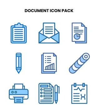 Document Two Colour Collection Icons Pack Stock Illustration