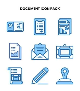 Document Two Colour Collection Icons Pack Stock Illustration