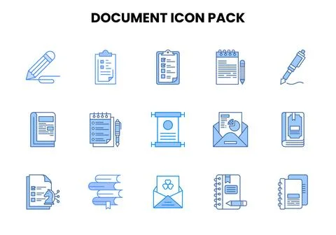 Document Two Colour Design Icons Pack Illustrazione stock
