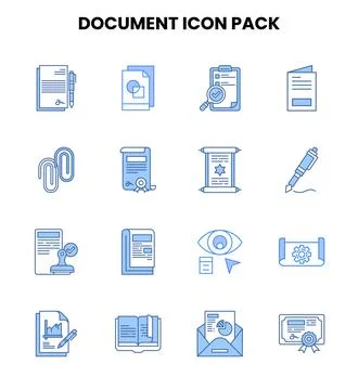 Document Two Colour Design Icons Pack Stock Illustration
