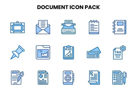 Document Two Colour Graphics Icons Pack Stock Illustration