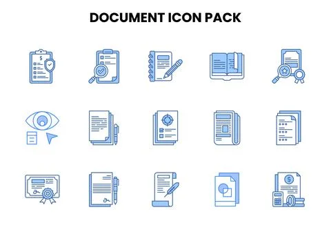 Document Two Colour Graphics Icons Pack 库存插图
