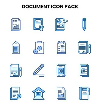 Document Two Colour Set Icons Pack Stockillustratie