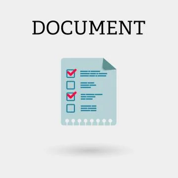 Document with two ticks. Flat style. Stock Illustration