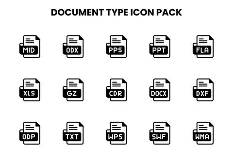 Document Type DuoTone Graphics Icons Pack 库存插图