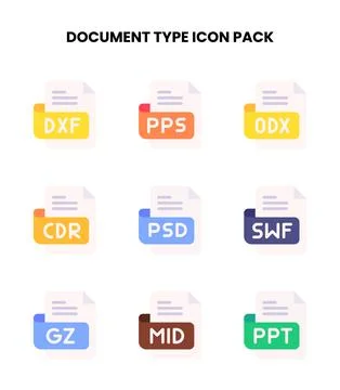 Document Type Flat Collection Icons Pack Stockillustratie