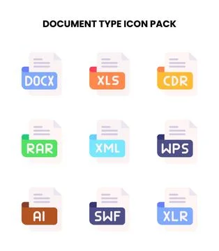 Document Type Flat Scalable Icons Pack Stock Illustration