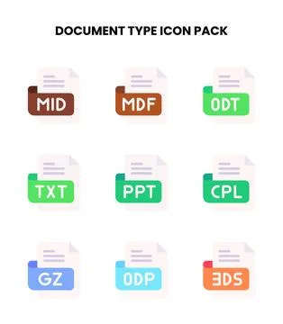 Document Type Flat SVG Icons Pack Stock Illustration