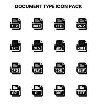 Document Type Glyph Graphics Icons Pack イラスト素材