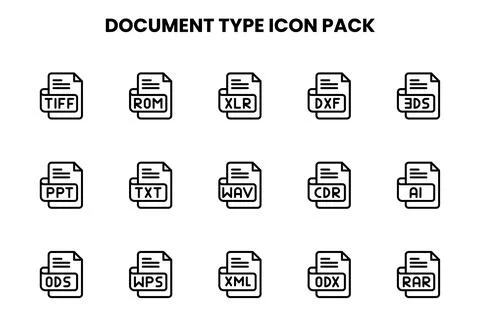 Document Type Line Bundle Icons Pack Stock Illustration