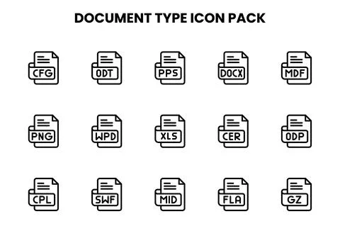 Document Type Line Design Icons Pack Stock Illustration
