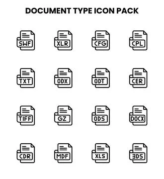Document Type Line UI Icons Pack Illustrazione stock