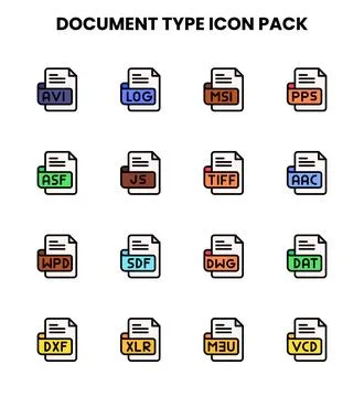 Document Type Lineal Color Design Icons Pack Stock Illustration