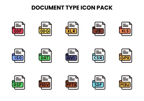 Document Type Lineal Color Scalable Icons Pack Illustrazione stock