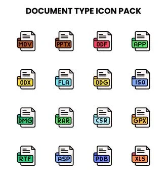 Document Type Lineal Color Scalable Icons Pack Illustration