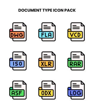 Document Type Lineal Color Scalable Icons Pack Stock Illustration