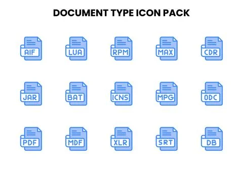 Document Type Two Colour Design Icons Pack Stockillustratie