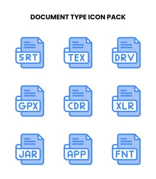 Document Type Two Colour Icons Pack Stock Illustration