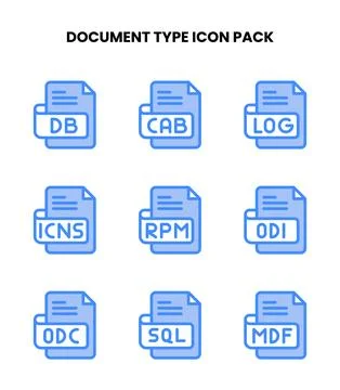 Document Type Two Colour Set Icons Pack Stock Illustration