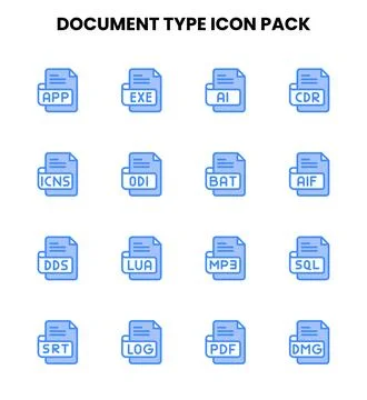 Document Type Two Colour SVG Icons Pack Stock Illustration