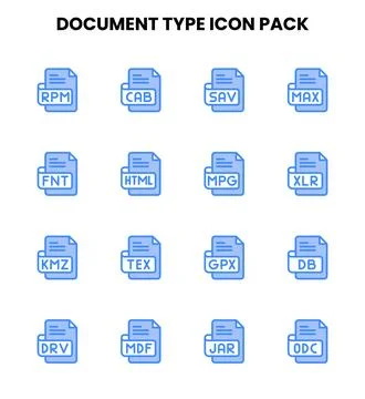 Document Type Two Colour SVG Icons Pack Ilustração Stock