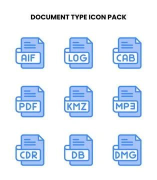 Document Type Two Colour Vector Icons Pack Illustration