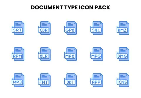 Document Type Two Colour Vector Icons Pack Stock Illustration