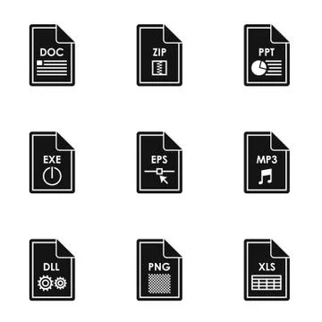 Document types icons set, simple style 스톡 일러스트