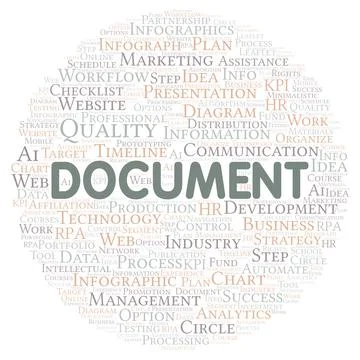 Document typography word cloud create with the text only. イラスト素材