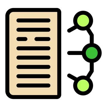 Document undergoing data processing, transforming into interconnected circula Stock Illustration