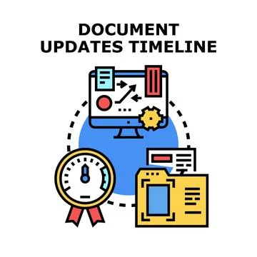 Document updates timeline concept illustration Stock Illustration