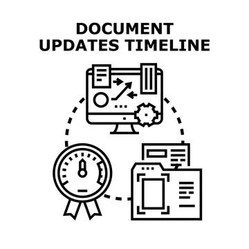 Document updates timeline concept illustration Stock Illustration