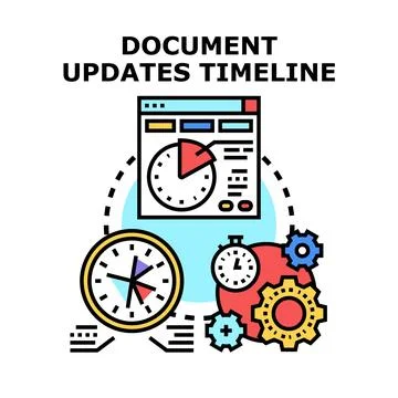 Document updates timeline process scheduling management Stock Illustration