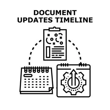 Document updates timeline processing planning workflow 库存插图