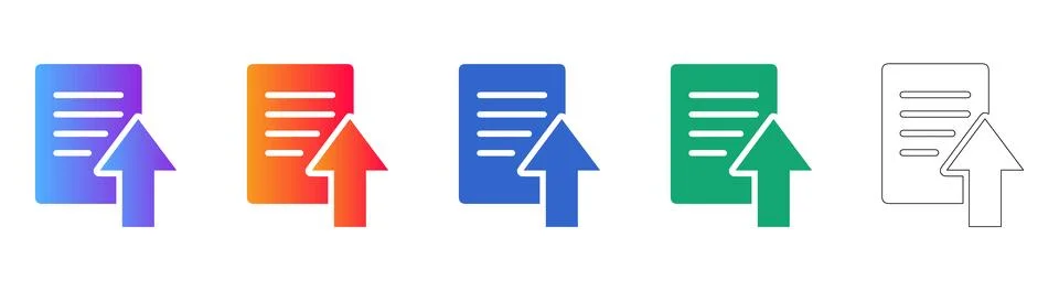 Document Upload and File Management Icon Set Illustrazione stock