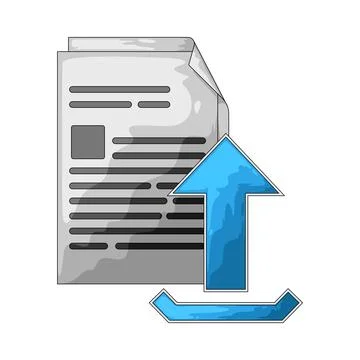Document with upload arrow illustration Stock Illustration